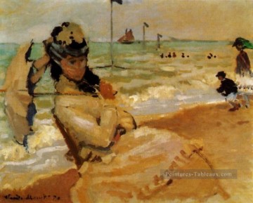  ville Tableaux - Camille sur la plage à Trouville Claude Monet